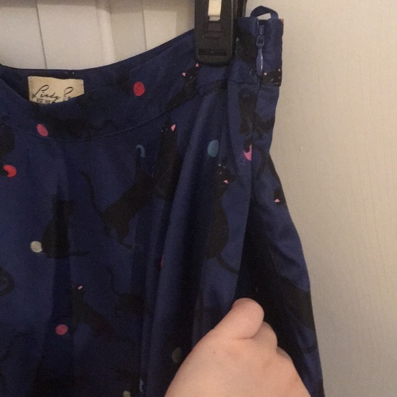Lindy Bop Circle Skirt Blue Cat Print Pockets - Picture 5 of 5